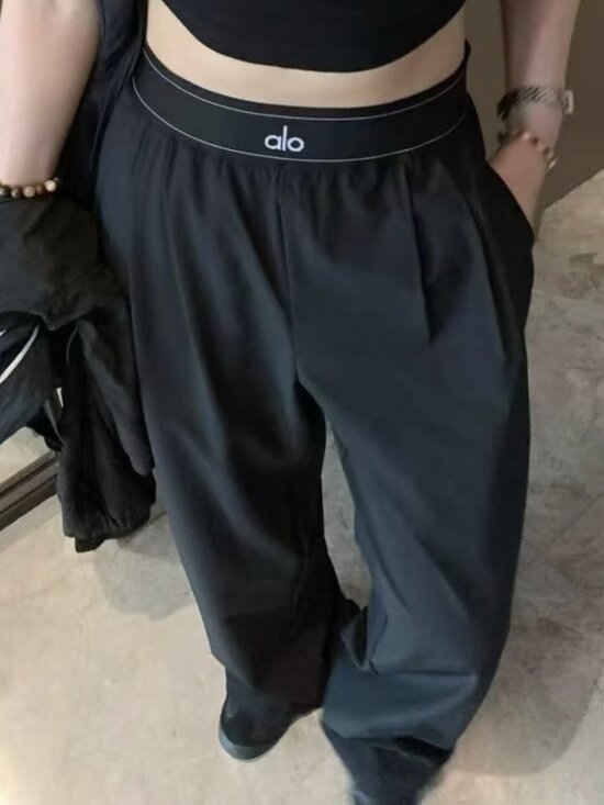 ALO Yoga Pants - Alo Yoga Black Versatile High/Low Rise Trouser🏒Athleisure💻Office (Regular)